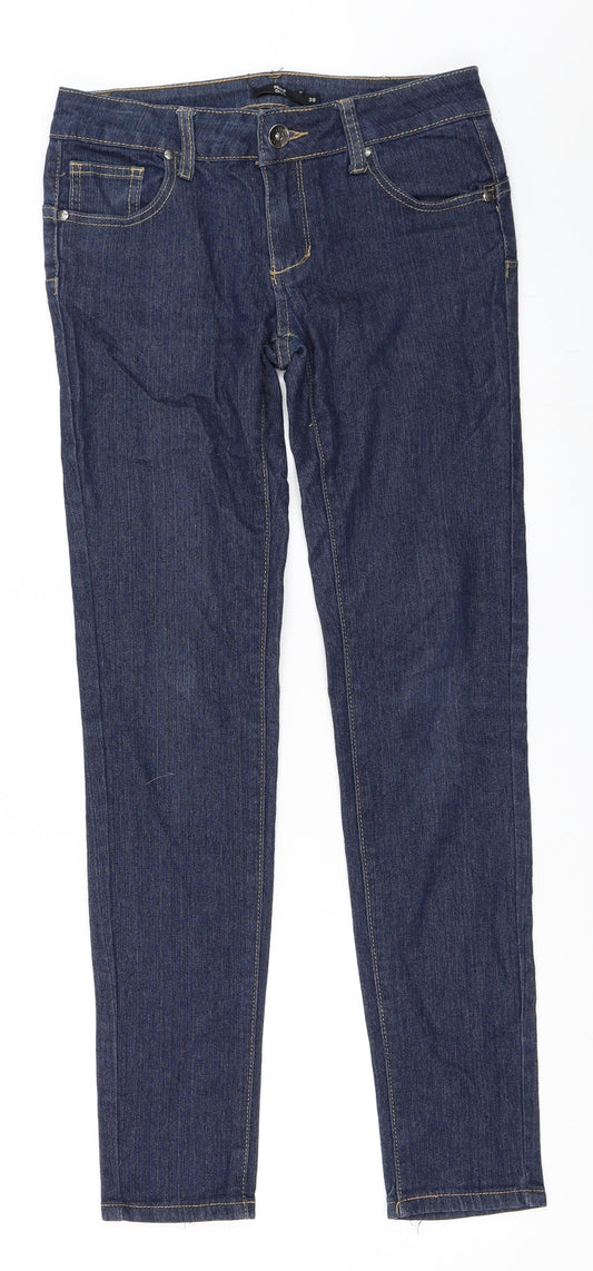 Front view of Nice Girl women’s blue denim skinny jeans, size UK 38, 29-inch leg