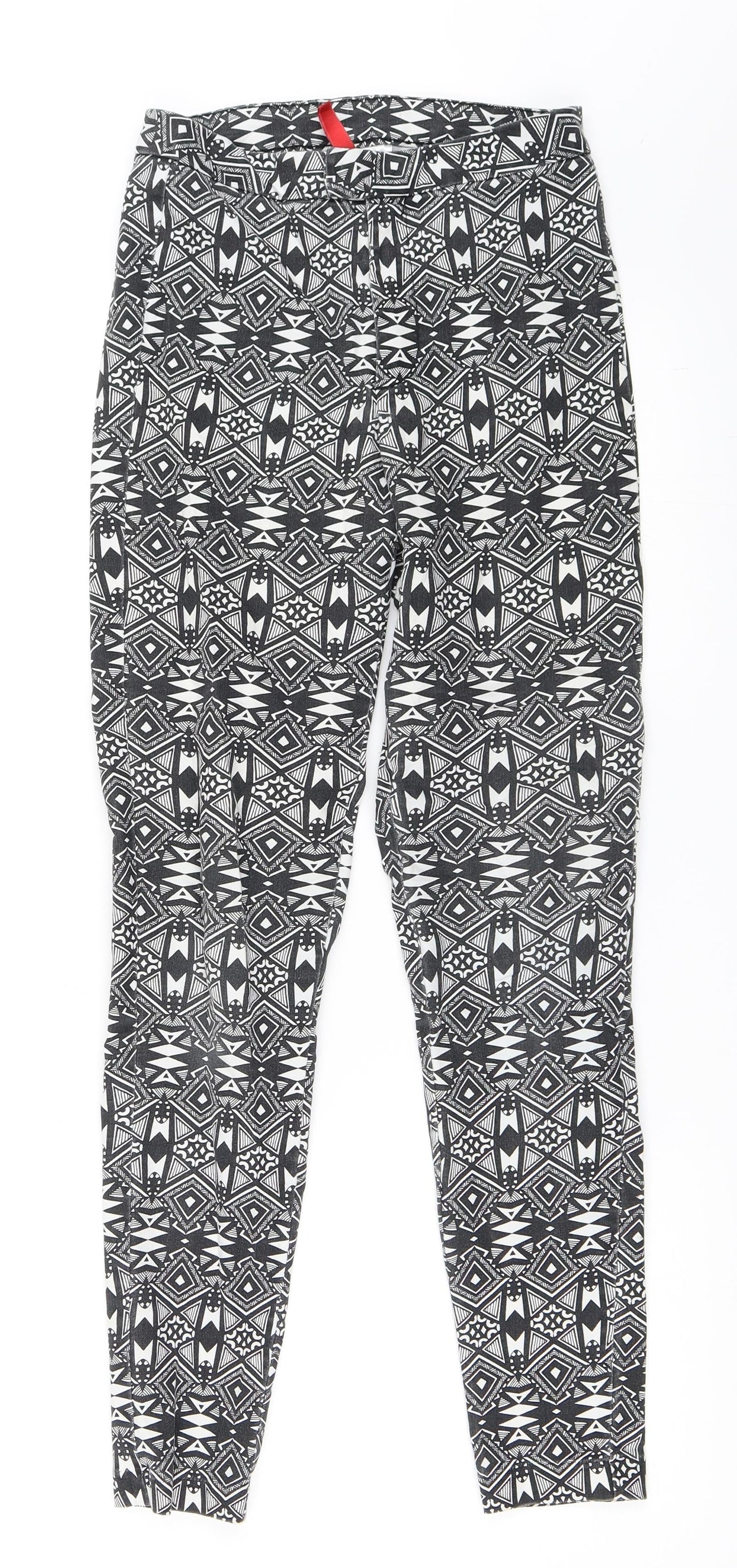 H&M Womens Black Geometric  Trousers  Size 34 L28 in
