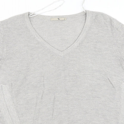Close-up detail of Tu women’s grey jumper, size UK 12