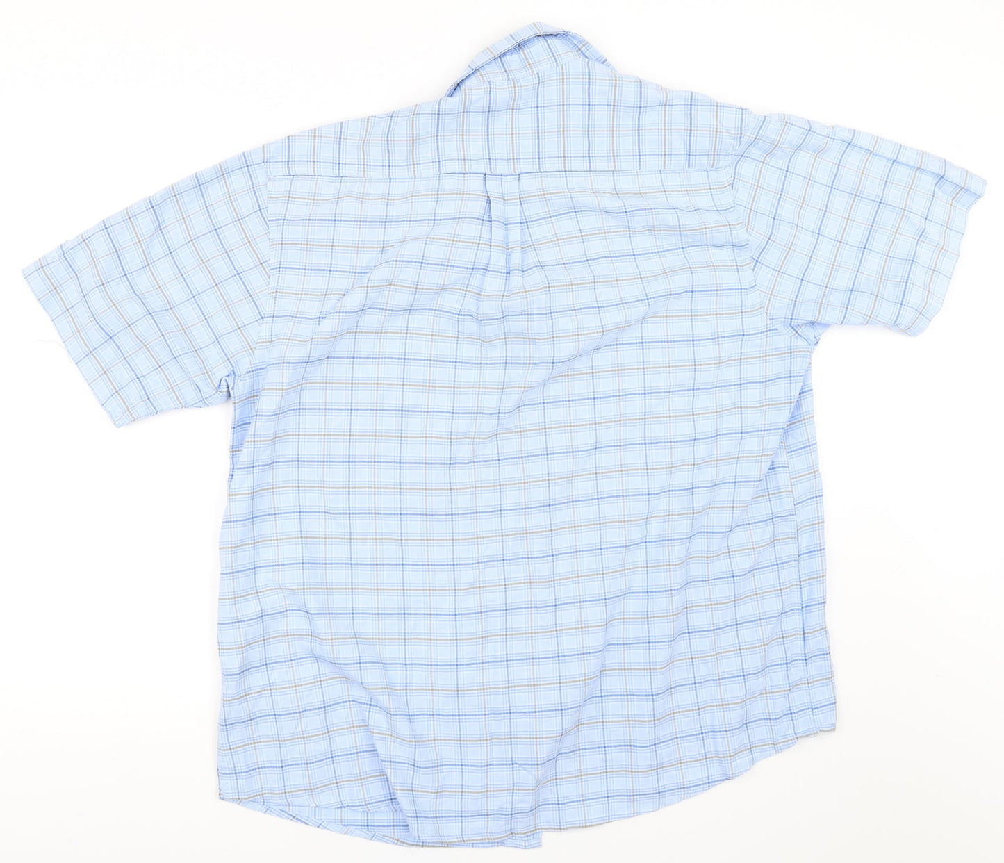 EWM Mens Blue Check   Button-Up Size L