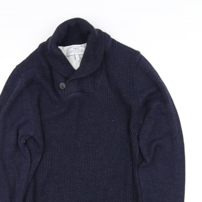 Close-up detail of Next women’s blue jumper, size S