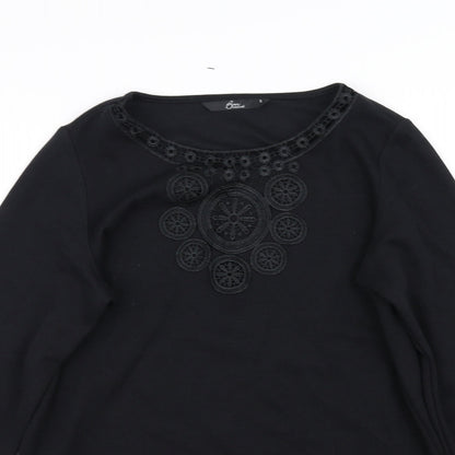 Close-up detail of blm women’s black jumper, size S