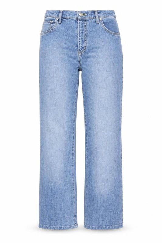 Front view of Zabaione women’s blue skinny jeans, size UK 30, in, 24-inch leg