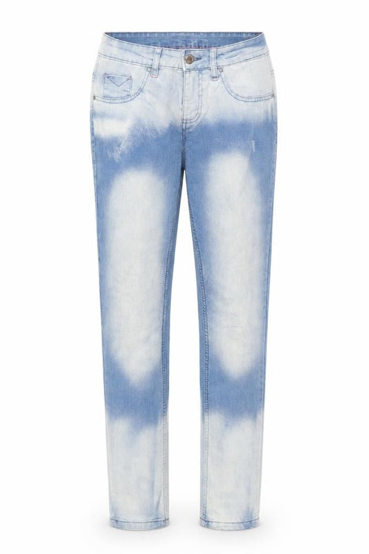 Front view of Up Fashion women’s blue straight jeans, size UK 26, in, 28-inch leg