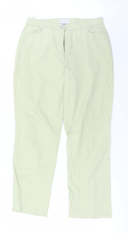 Additional front view of BRAX women’s green trousers, size UK 14, 24-inch leg