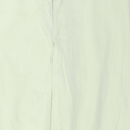Close-up detail of BRAX women’s green trousers, size UK 14, 24-inch leg