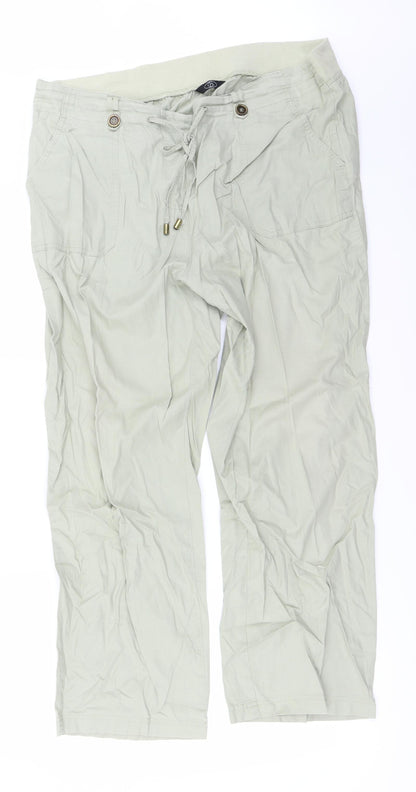 Additional front view of Bonmarché women’s green trousers, size UK 20, 24-inch leg