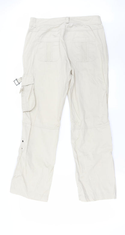 Back view of Basler women’s beige trousers, size UK 32, in, 26-inch leg