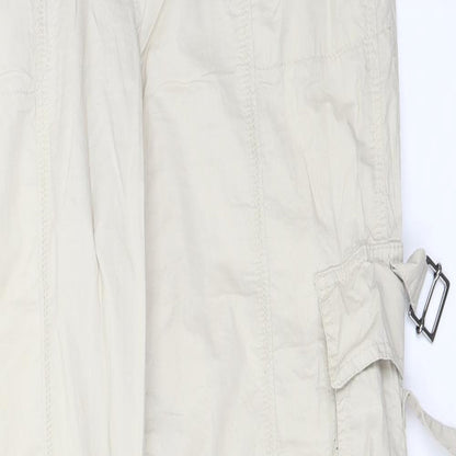 Close-up detail of Basler women’s beige trousers, size UK 32, in, 26-inch leg