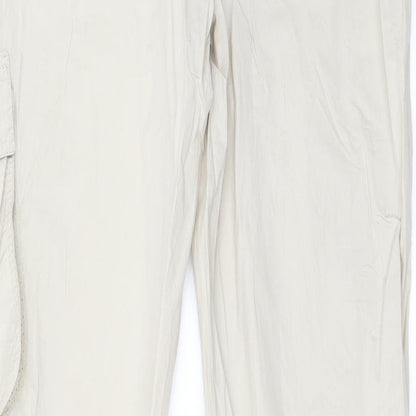 Brand and care label for Basler women’s beige trousers, size UK 32, in, 26-inch leg