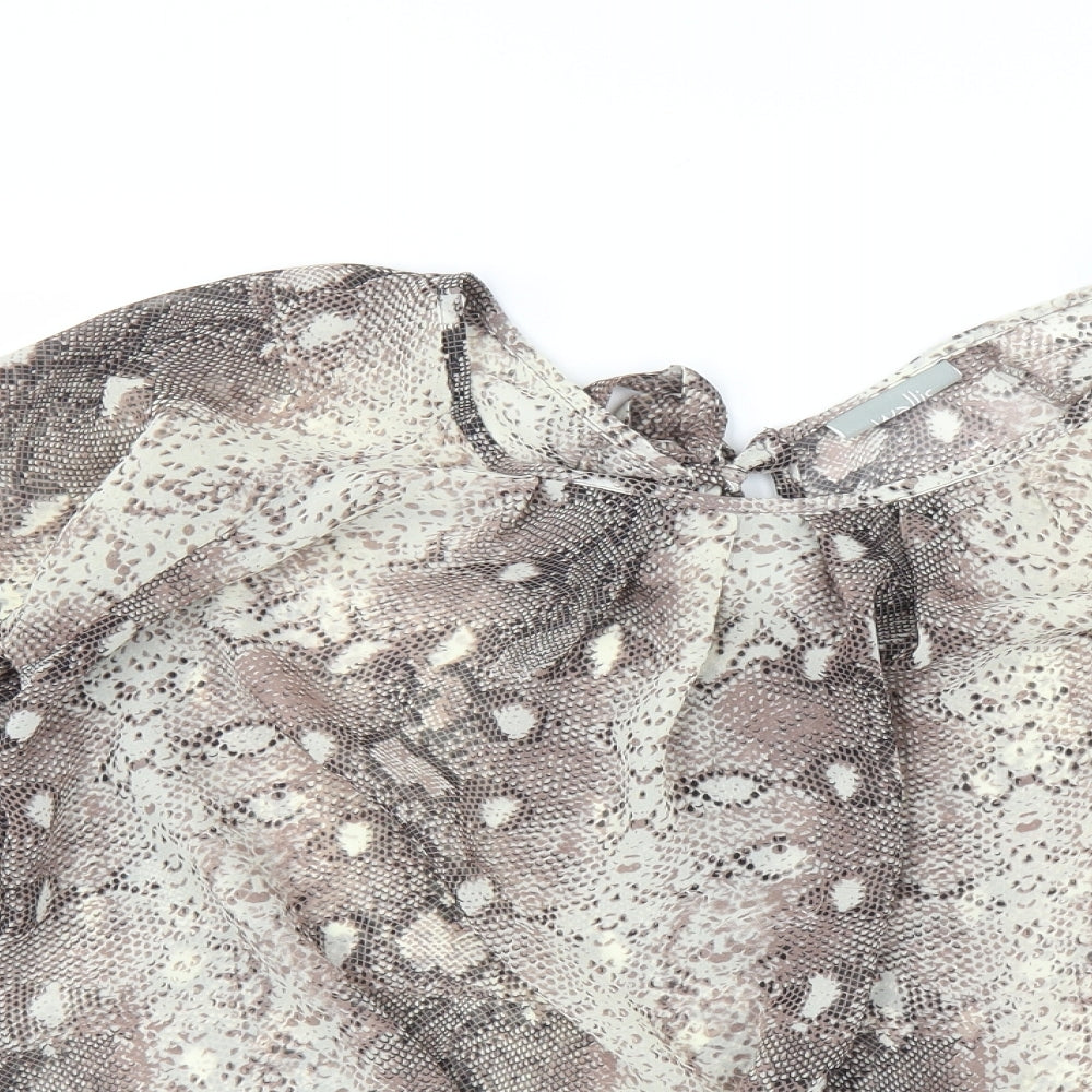 Wallis Womens Brown Animal Print  Basic Blouse Size M