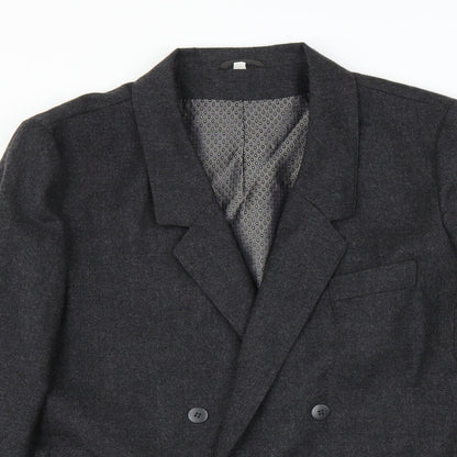 Close-up detail of Preworn women’s grey jacket suit jacket, size UK 16