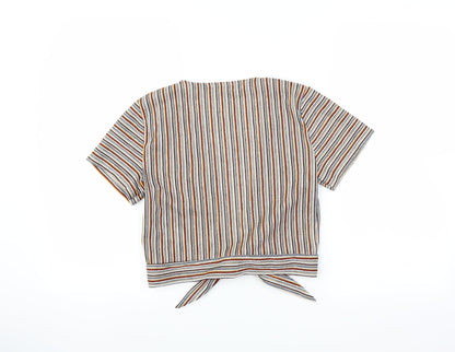 Back view of Pull&Bear women’s multicoloured striped shrug jumper, size S