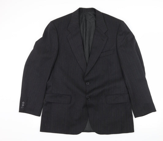 Preworn Mens Grey Striped  Jacket Suit Jacket Size L