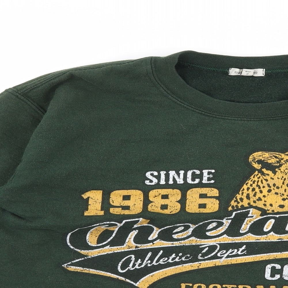 River Isladn Womens Green  Jersey Pullover Sweatshirt Size S  - Cheetah