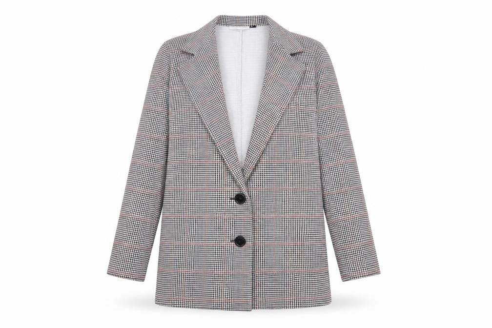 In the Style Womens Grey Houndstooth Jersey Jacket Blazer Size 8
