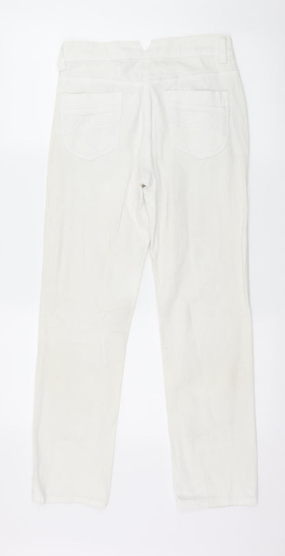 Back view of Tu women’s white denim straight jeans, size UK 8, 27-inch leg