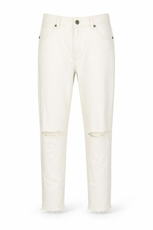 Front view of Rut & Circle women’s white denim skinny jeans, size UK 16, 29-inch leg