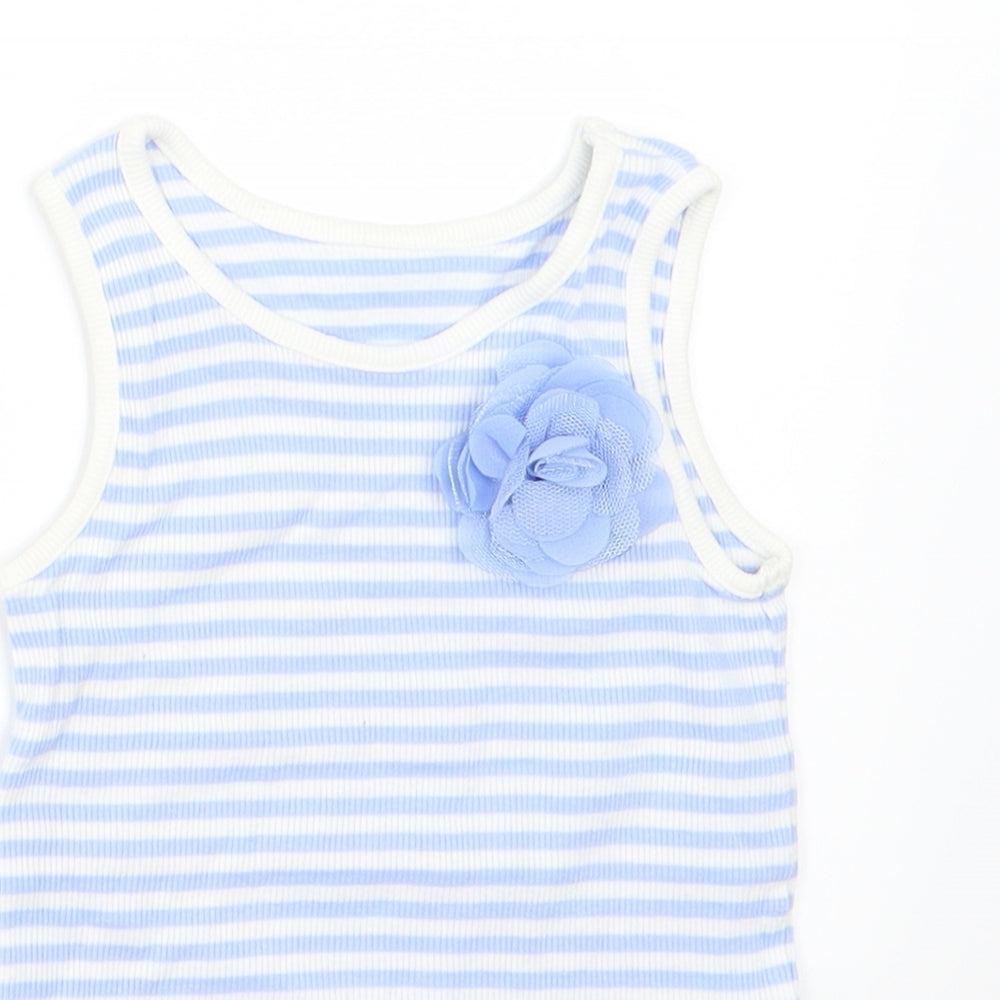 Matalan Girls Blue Striped Jersey Basic Tank Size 3-4 Years