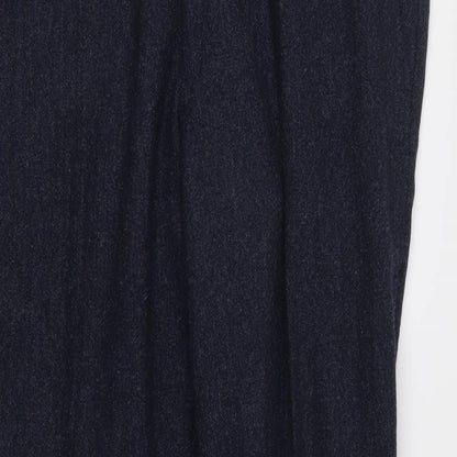 Close-up detail of Matalan men’s blue trousers, size 34, in, 29-inch leg