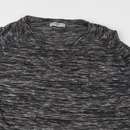Close-up detail of Papaya women’s grey jersey basic blouse, size UK 14