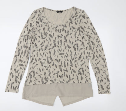 Additional front view of M&Co women’s brown geometric knit jumper, size UK 10