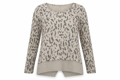 Front view of M&Co women’s brown geometric knit jumper, size UK 10
