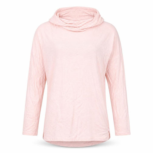 Front view of Aviva women’s pink pullover hoodie, size S