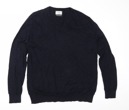 Front view of George men’s blue knit jumper, size L