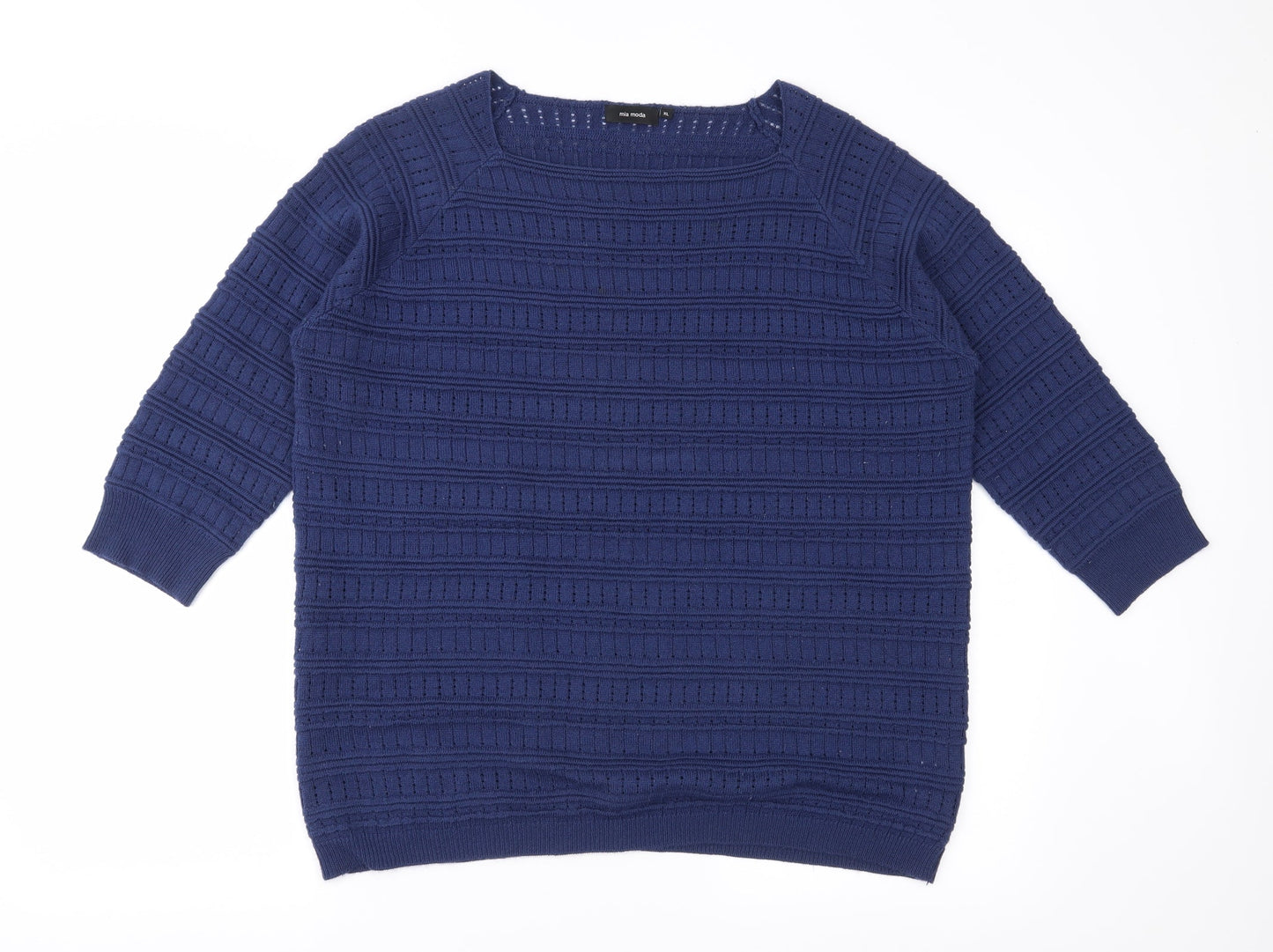 Mia Moda Womens Blue  Knit Pullover Jumper Size XL