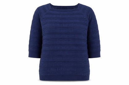 Front view of Mia Moda women’s blue knit jumper, size XL