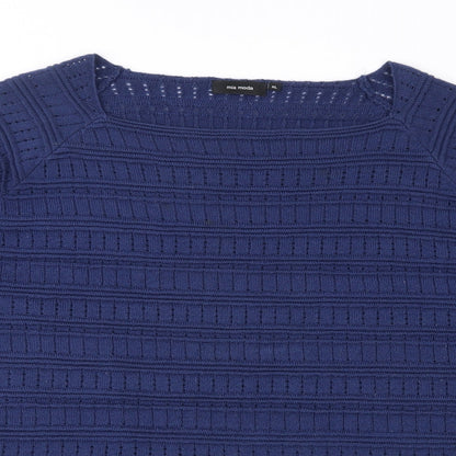 Close-up detail of Mia Moda women’s blue knit jumper, size XL
