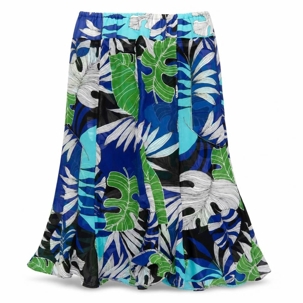 Preworn Womens Blue Floral  Trumpet Skirt Size 32 in  - Leaves