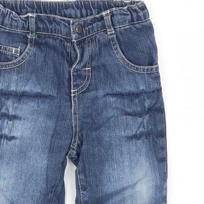 Close-up detail of Tisai boys’ blue denim cargo jeans, size 18, months