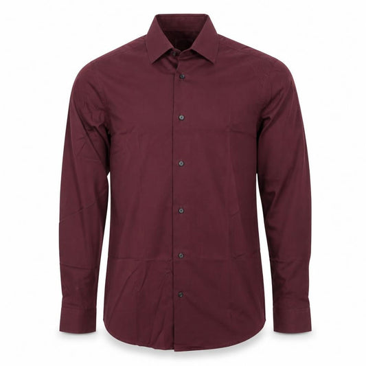 Front view of Next men’s red button-up, size 14.5