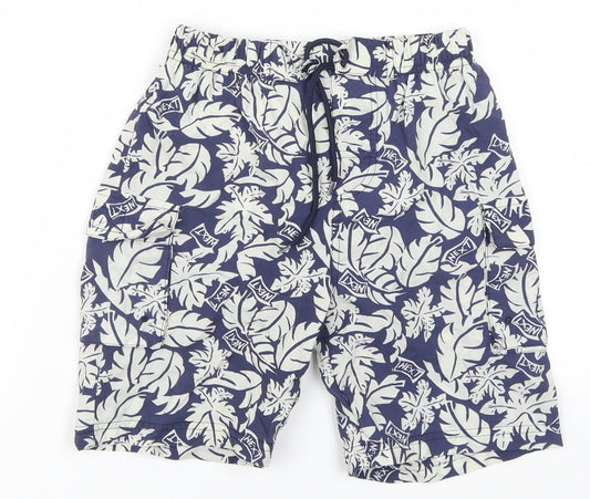 NEXT Girls Blue Floral  Paperbag Shorts Size 5-6 Years - Palm Leaves
