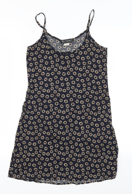 In Sync Womens Blue Floral  Tank Dress  Size S