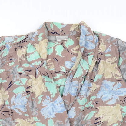 Close-up detail of Expressions women’s multicoloured floral jacket, size UK 10