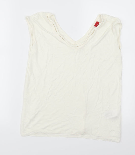 S. Oliver Womens White   Basic T-Shirt Size 10
