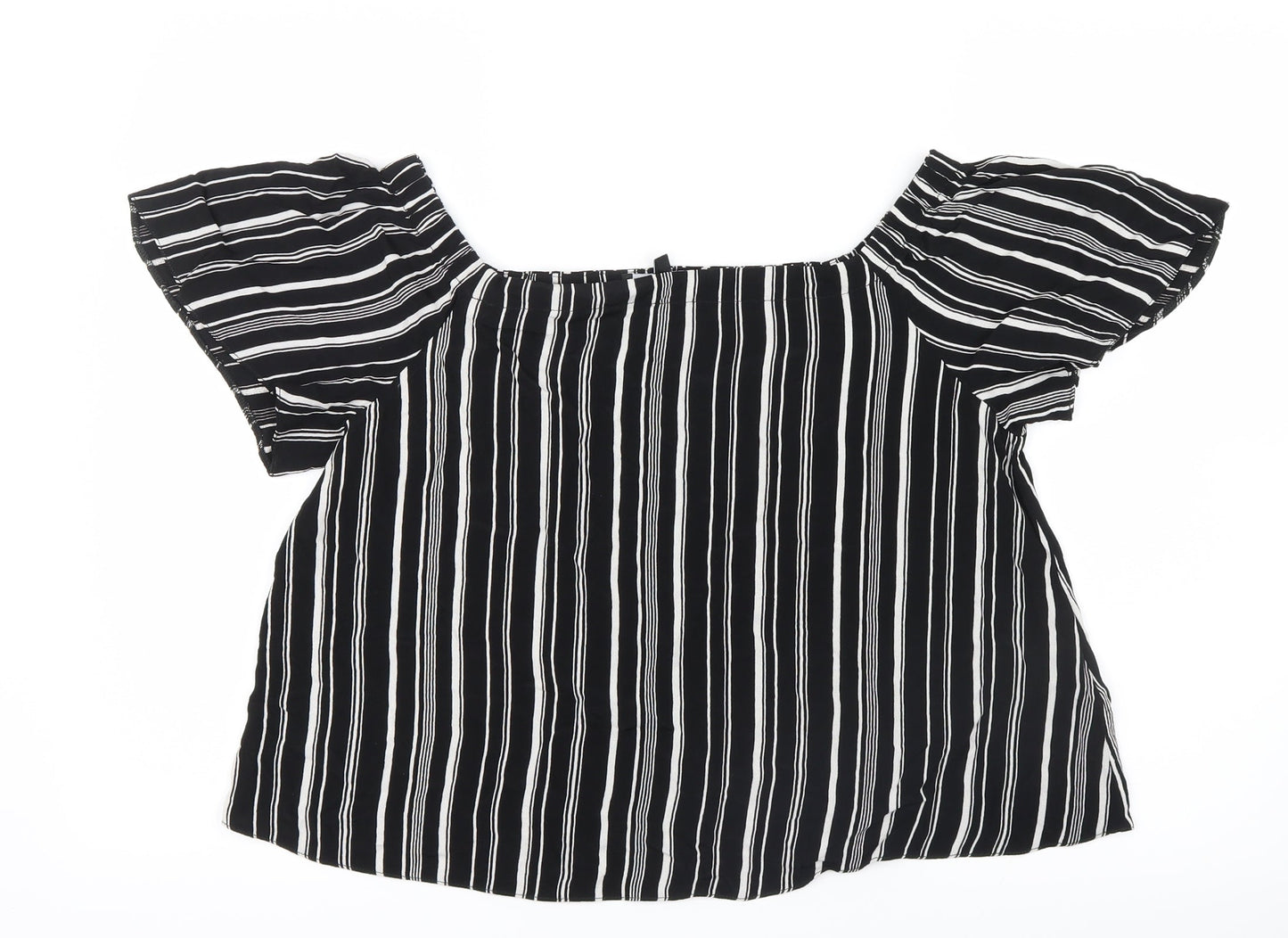 New Look Womens Black Striped  Basic Blouse Size 10