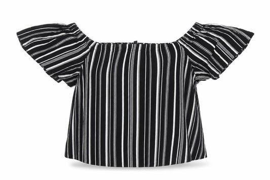 New Look Womens Black Striped  Basic Blouse Size 10