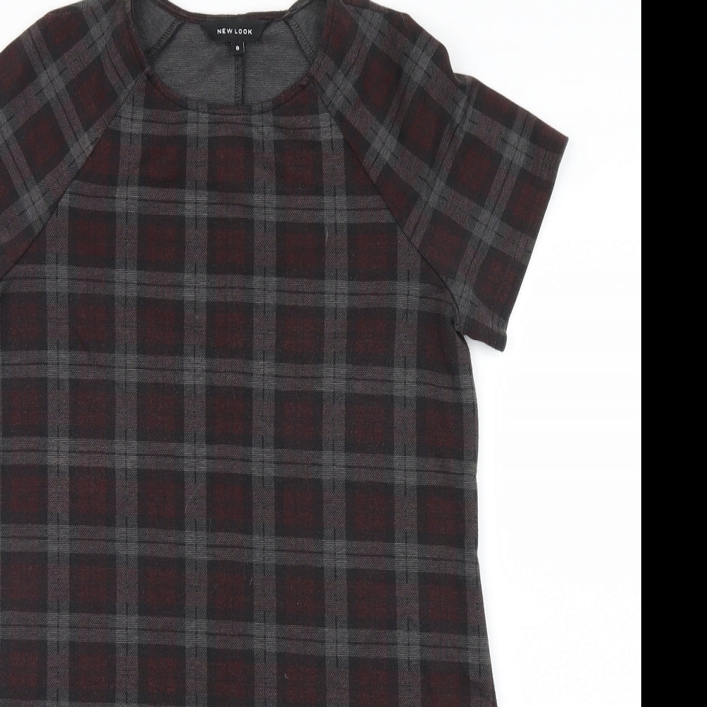 New Look Womens Grey Check  Shirt Dress  Size 8