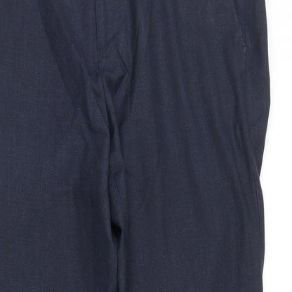 Close-up detail of George men’s blue trousers, size 35, in, 28-inch leg