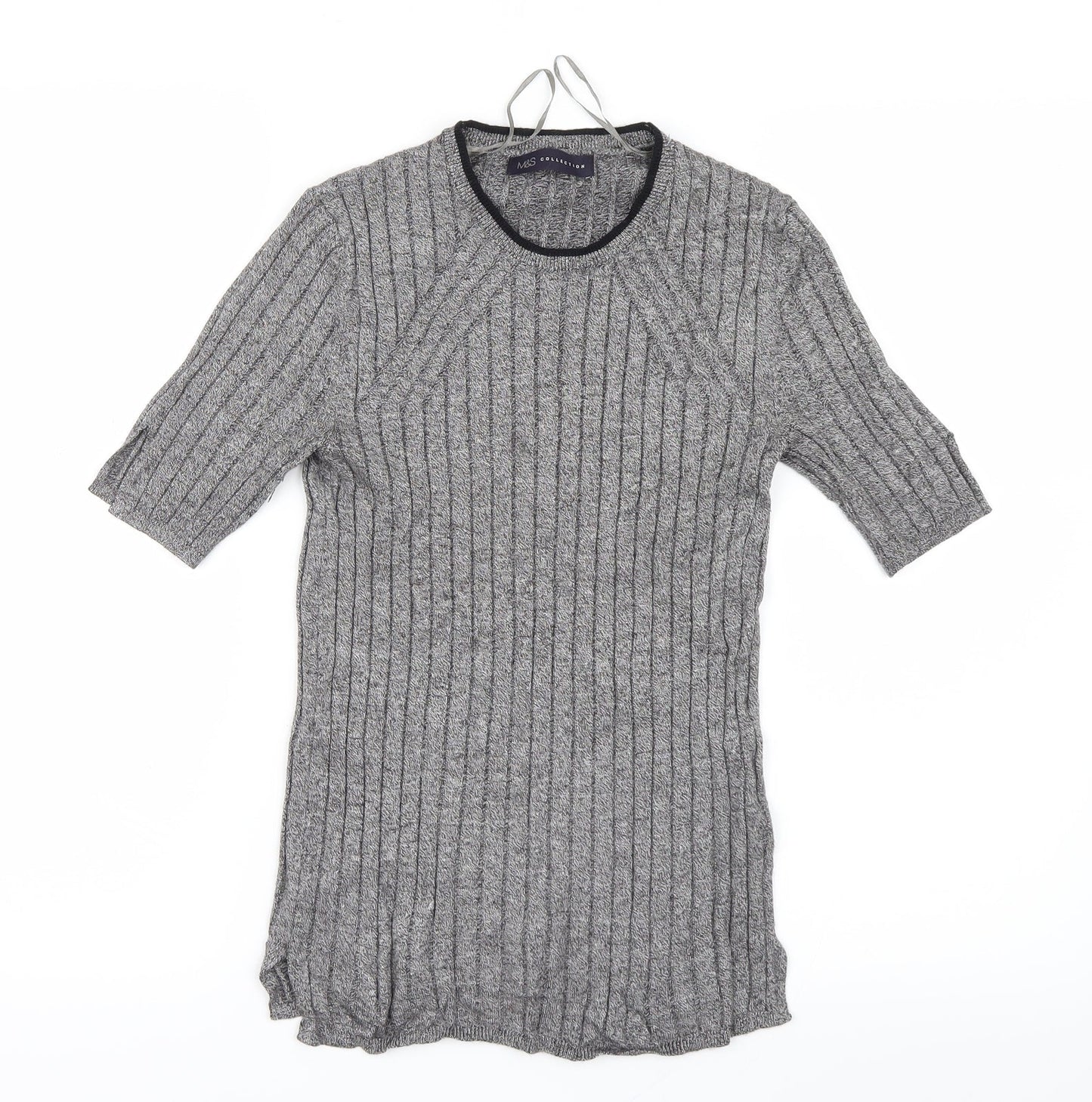 Marks and Spencer Womens Grey  Knit Basic T-Shirt Size 8