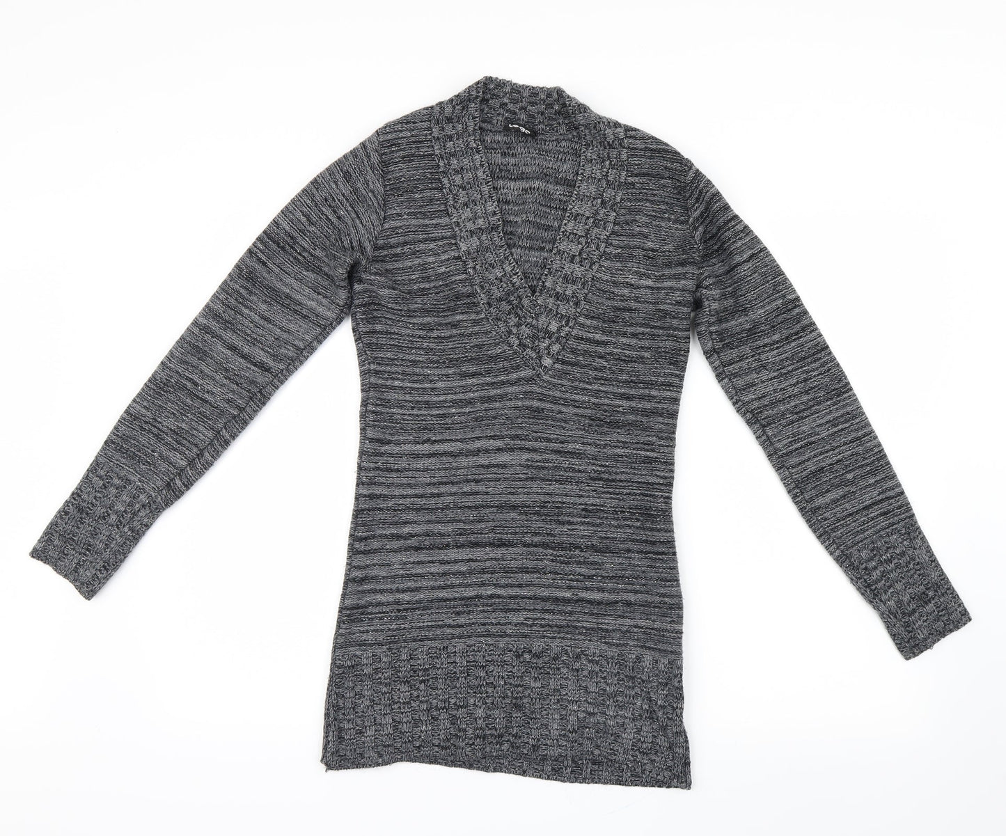 Logo Womens Grey  Knit Pullover Jumper Size M