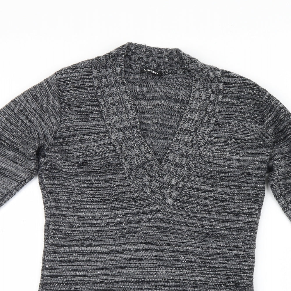 Logo Womens Grey  Knit Pullover Jumper Size M
