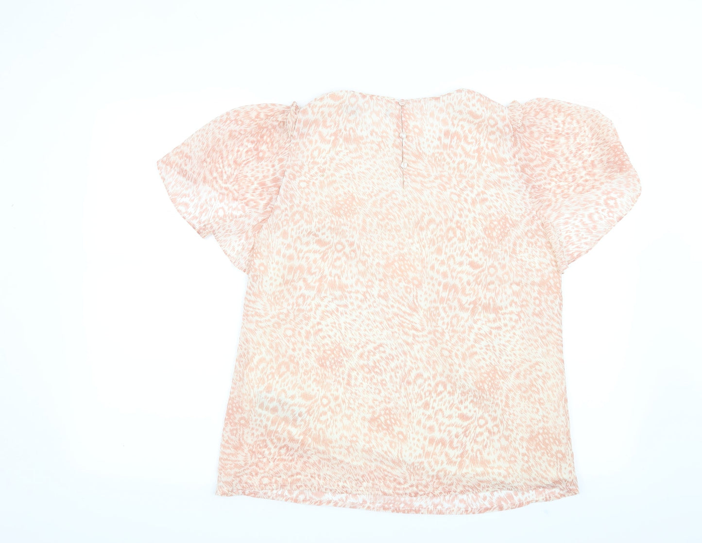 Preworn Womens Pink Animal Print  Basic Blouse Size 10