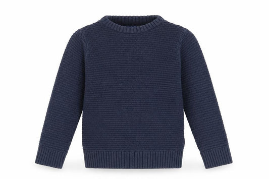 Front view of Blue Zoo boys’ blue jumper, size 5-6, years