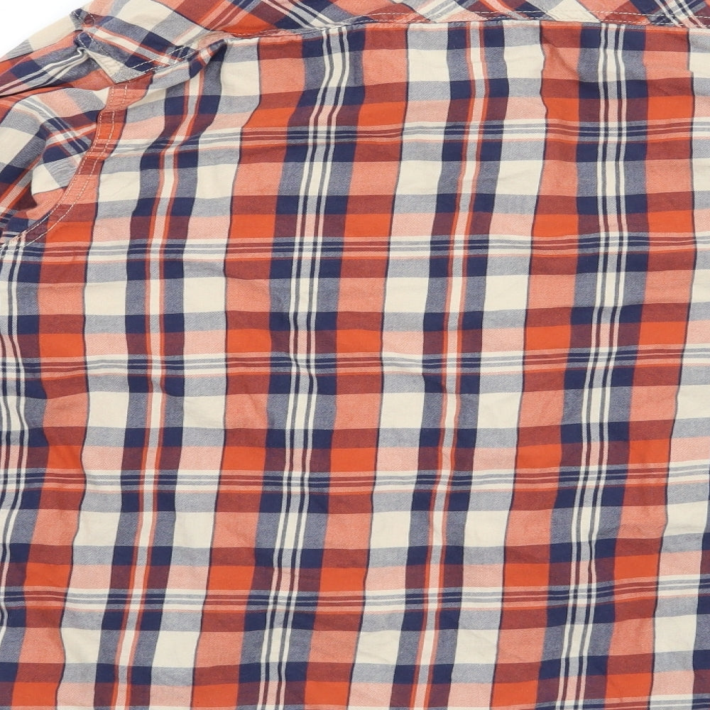 Peacocks Mens Orange Check   Button-Up Size M