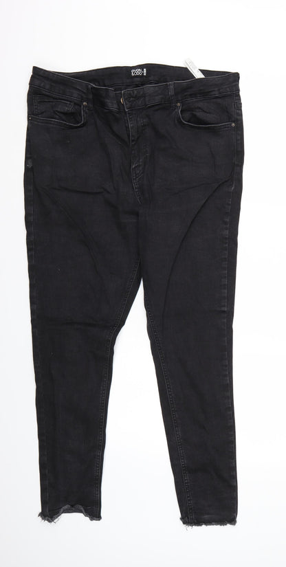 Additional front view of Even & Odd women’s black straight jeans, size UK 36, 28-inch leg